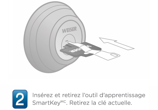 2. Insérez et retirez l'outil d'apprentissage SmartKey. Retirez la clé actuelle.