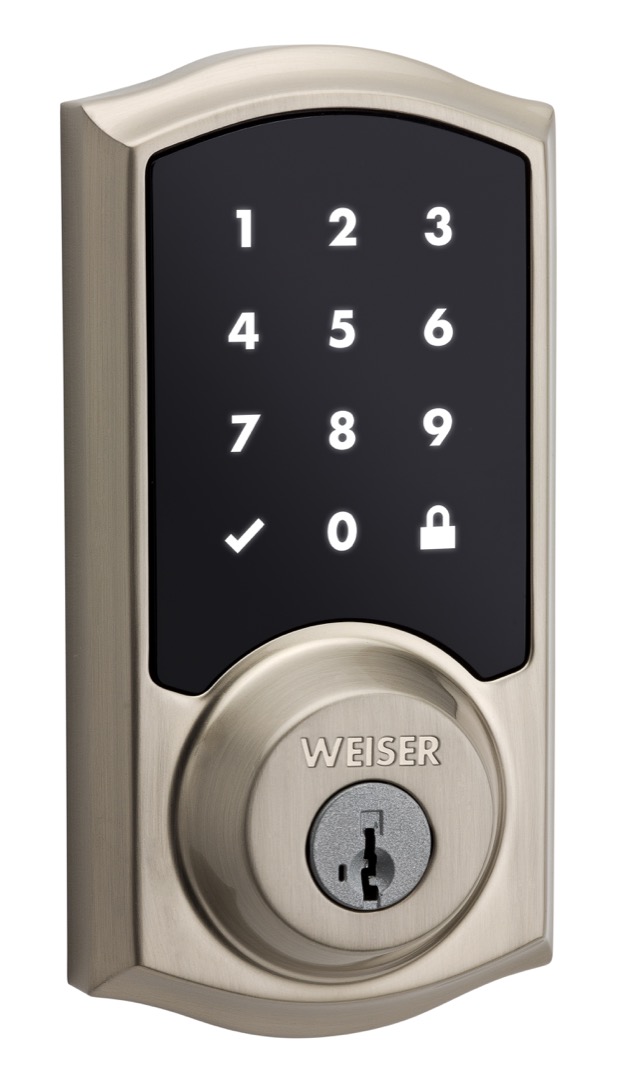 Smartcode Touch electronic lock featuring smartkey in satin nickel